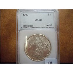 1900 MORGAN SILVER DOLLAR NNC MS62