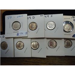 1949 P/D/S,51 P/D/S,52-S,54-D & S ROOSEVELT DIMES