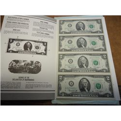 UNCUT SHEET OF 4-1976 $2 FRN'S CU