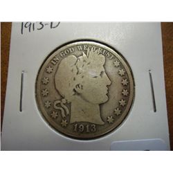 1913-D BARBER HALF DOLLAR