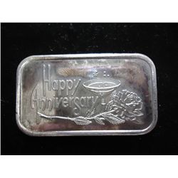 1 TROY OZ .999 FINE SILVER INGOT HAPPY ANNIVERSARY