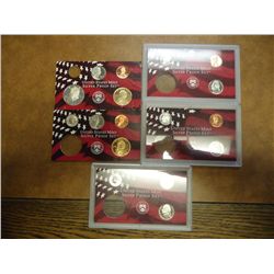 5 PARTIAL SILVER PROOF SETS 3-1999 CENT NICKEL &