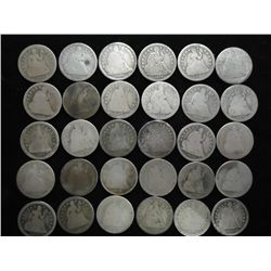 20 ASSORTED SEATED LIBERTY DIMES 1840'S-90'S
