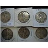 Image 1 : 1917,35,41,42,43 & 44 WALKING LIBERTY HALF DOLLARS