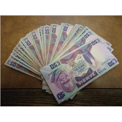 40 ZAMBIA 50 KWACHA NOTES