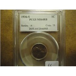 1936-S LINCOLN CENT PCGS MS64RB