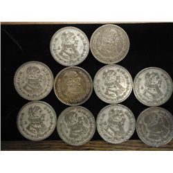 10 MEXICO SILVER PESOS .5140 OZ. ASW TOTAL