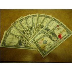 10 ASSORTED 1935 US $1 SILVER CERTIFICATES