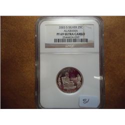 2003-S SILVER ALABAMA QUARTER NGC PF69 ULTRA CAMEO