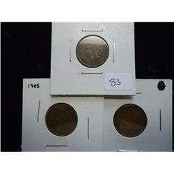 1903 VF, 1905 EF & 1907 VF INDIAN HEAD CENTS