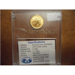 1998 CANADA 1/10 OZ $5 GOLD MAPLE LEAF (UNC)