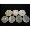 Image 2 : 7 ASSORTED 1940'S WASHINGTON SILVER QUARTERS
