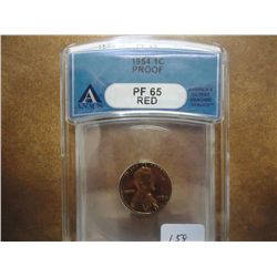 1954 LINCOLN CENT ANACS PF65 RED