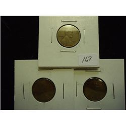 1911-D (FINE),1913-D (VG) & 1923 (EF) LINCOLN'S