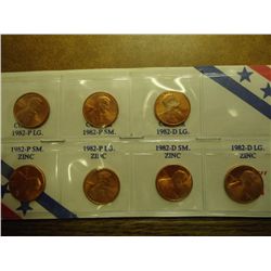 1982-7 VARIETIES LINCOLN CENT SET (UNC)