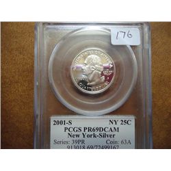 2001-S SILVER NEW YORK QUARTER PCGS PR69 DCAM