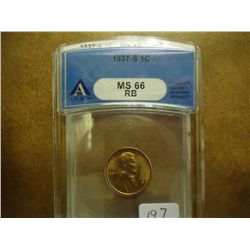 1937-S LINCOLN CENT ANACS MS66 RB