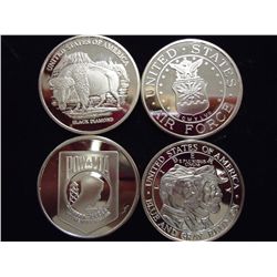 4-100 MILL .999 SILVER MEDALS PROOF
