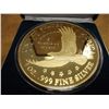 Image 2 : 4 TROY OZ. .999 FINE SILVER GOLD PLATED ROUND