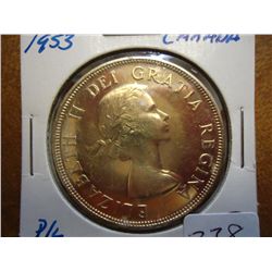 1953 CANADA SILVER DOLLAR (PF LIKE) (UNC)