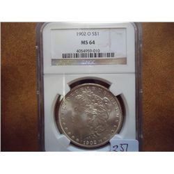 1902-O MORGAN SILVER DOLLAR NGC MS64