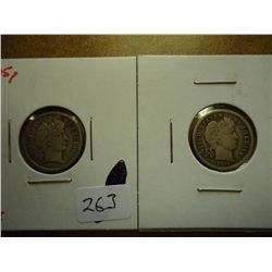 1905 (FINE), & 1911 (FINE) BARBER DIMES