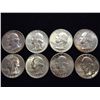 Image 1 : 8 ASSORTED 1950'S WASHINGTON SILVER QUARTERS