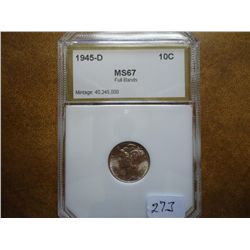1945-D MERCURY DIME PCI MS67 FULL BANDS