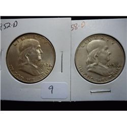 1952-D & 58-D FRANKLIN HALF DOLLARS