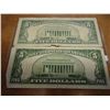 Image 2 : 1953 & 63 US FIVE NOTES RED SEALS