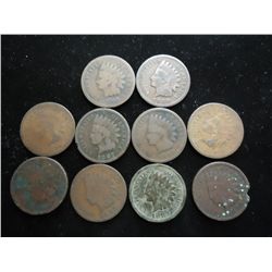 10-ASSORTED 1880'S INDIAN HEAD CENTS