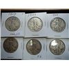 Image 1 : 1917,36,40,41,42 & 43 WALKING LIBERTY HALF DOLLARS
