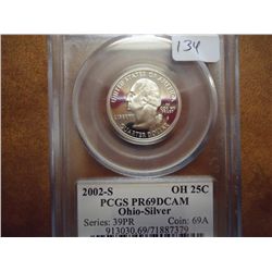 2002-S SILVER OHIO QUARTER PCGS PR69 DCAM