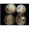 Image 1 : 4 ASSORTED US REPLICA COINS 1-100 MIL.999 SILVER