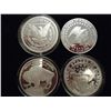 Image 2 : 4 ASSORTED US REPLICA COINS 1-100 MIL.999 SILVER