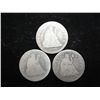 Image 1 : 3 ASSORTED SEATED LIBERTY QUARTERS