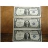 Image 1 : 3-1957 $1 SILVER CERTIFICATES STAR NOTES CRISP