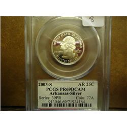 2003-S SILVER ARKANSAS QUARTER PCGS PR69 DCAM