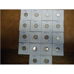 18 ASSORTED MERCURY DIMES SILVER