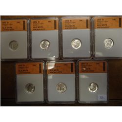 7-SILVER ROOSEVELT DIMES SGS MS70'S SEE DESC.