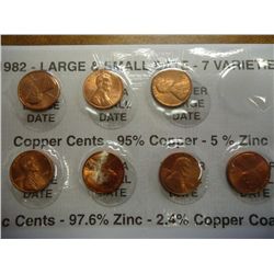 1982-7 VARIETIES LINCOLN CENT SET (UNC)