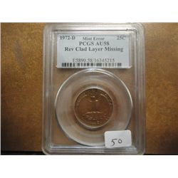 ERROR 1972-D WASHINGTON QUARTER REV. CLAD LAYER
