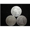 Image 1 : 3 ASSORTED SEATED LIBERTY QUARTERS