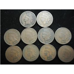 10 ASSORTED INDIAN HEAD CENTS
