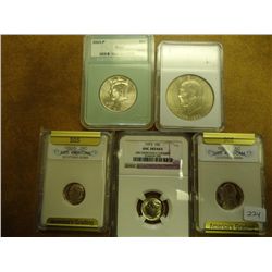 5-SLABBED COINS SEE DESCRIPTION