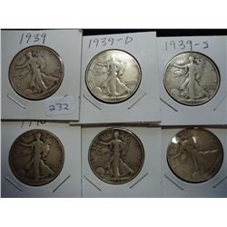 1939 P/D/S, 40-P/S & 41-S WALKING LIBERTY HALVES