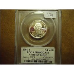 2001-S SILVER KENTUCKY QUARTER PCGS PR69 DCAM