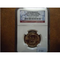 2008-P JOHN QUINCY ADAMS DOLLAR NGC BU 1ST