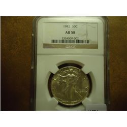 1942 WALKING LIBERTY HALF DOLLAR NGC AU58