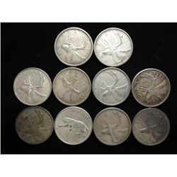 10 ASSORTED CANADA SILVER 25 CENTS